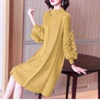 ราคา เดรสผ้ายืดคอเต่าอัดพลีท เดรสสั้น แต่งดีเทล pleats dress (17781825879)