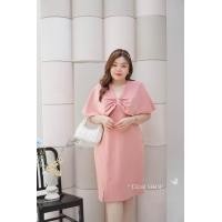 ราคา เดรสสาวอวบอ้วนคอวีโบว์ (21459279301)