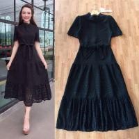 ราคา เดรสลูกไม้ดำ S 4XL Dress เดรสสีดำผ้าลูกไม้ฉลุลายมีสายผูกเอว งานป้าย Love Love (17968722949)