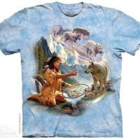 ราคา American the mountain brand blue Dream Wolf mens printed cotton T shirt (21349005545)