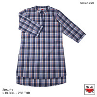 ราคา แตงโม SUIKA เสื้อคอจีนเจาะสาบแขนสามส่วนตัวยาวเจาะกระเป๋าข้าง ลายสก๊อต SC DJ (16435529810)