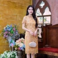 ราคา All Ladies เดรสลูกไม้พรีเมี่ยมลายกุหลาบ แบบสวยคลาสสิคใส่ง่ายและดูหรูหรา มี 2 สีให้เลือก สีชมพูกะปิ สีเหลืองทอง (21426948334)