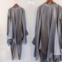 ราคา ชุดเซ็ทซาตินพลีทผ้าเรียบเสื้อยาวคอเต่าติด มีคัดติ้ง ตัดต่อผ้า แขนยาวพร้อมกับกางเกงผ้าเดียวกัน ommishop wow 3086 (13090638229)