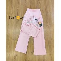 ราคา ป้าย Sun flower ชุดเซท 2 ชิ้นเสื้อคอปกแขนกุดแต่งลายปัก กางเกงขายาวทรงสวยใส่เข้ารูปเป๊ะ (21389400776)