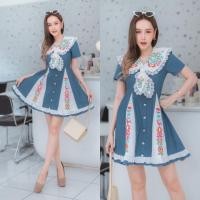 ราคา ป้าย Queen เดรสยีนส์แท้คอปก งานปักลายสวยๆ ทั้งชุดผ้ายีนส์เนื้อดี (21083626828)