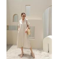 ราคา maxi dress ผ้าลินินแท้ ชุดเดรสลินิน linen dress ชุดเดรสยาวสีหวานผ้าลินิน เดรสเชิ้ตลินินแท้ ลินินแท้100 (17514754964)