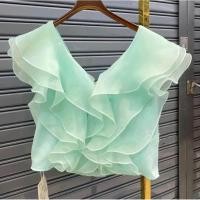 ราคา ฟรีไซร้อก32 40 เสื้อไหมแก้วเกาหลี มีกระดุมหน้า มีซับใน เสื้อลูกไม้ออกงาน เสื้อระบายผ้าไหมแก้ว (21163367823)