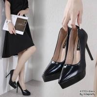 ราคา รองเท้าส้นสูง 5 นิ้ว เสริมหน้า 1 5 นิ้ว หนังแก้ว ทรงสวย (19350221603)