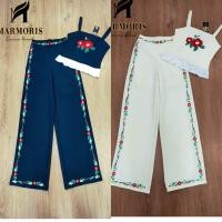 ราคา เซต2ชิ้นขายาว สายเดี่ยวปักดอก ชายเสื้อแต่งลูกไม้ งานป้ายMarmoris (21389725726)