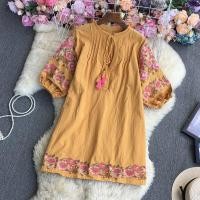ราคา มินิเดรส เดรสปักลาย ชุดเดรสสั้นโบฮีเมียน เดรสโบฮีเมียน (15993669183)