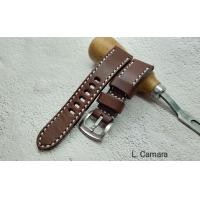 ราคา สายนาฬิกาหนังแท้ หนังวัวฟอกฝาดอิตาลี Watch Straps ขนาด 1820 2122 24 26 28 mm หนังสีน้ำตาลเข้ม แถม สปริงบาร์ 1 คู่ Made in Thailand (16090259489)