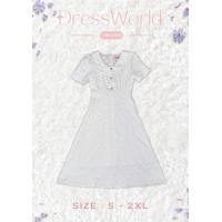 ราคา S 2XL 9385 งานป้าย Dress World เดรสยาว คอปก แต่งกระดุมมุก ลายดอก สวยหรู ดูแพงเลยจ้า (20633507449)