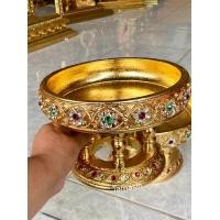 ราคา ขันโตกไม้ลายดอก ขันโตก พานปิดทอง ขันโตกปิดทอง พานขันโตกปิดทอง ลงรักปิดทอง ขนาด 6นิ้ว 8นิ้ว 10นิ้ว 12นิ้ว (20144823595)