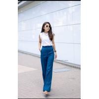 ราคา กางเกงผ้าลินินทรง Basic ขากระบอกนางแบบใส่งานจริงขายดีเก็บทรงสวย (11038708103)