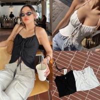ราคา ribbon lace top 390 ฟรีส่ง เสื้อสายเดี่ยว งานผ้าฉลุลูกไม้ น่ารักมากๆค่า ดีเทลอกจีบ มีเชือกผูกโบว์ด้านหน้า สายผูกคล้องคอรูดปรับระดับได้ (21367253406)