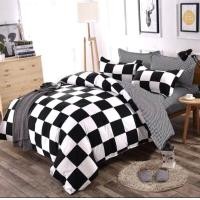 ราคา ผ้าปูที่นอน รัดมุม รวมผ้านวม ลายตาราง ลายตารางสีขาวดำ ลายขาวดำ ครบเซ็ต 6 ชิ้น ผ้านุ่มสบาย ซักง่ายแห้งเร็ว ขนาด 3 5 5 6 ฟุต (19223654266)