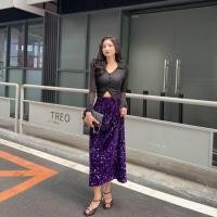 ราคา glitter skirt กระโปรงผ้ากลิตเตอร์ เนื้อผ้ายืดหยุ่นมาก ใส่ออกงาน (21084090175)