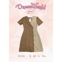 ราคา S XL 1017 งานป้าย Dress World ชุดเดรสสั้น ทรงสูท ทูโทนลายสก็อต เรียบหรู ดูแพง รีบจับจองจ้า (18908994430)
