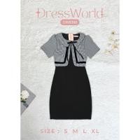 ราคา S XL 9398 งานป้าย Dress World เดรสสั้น คอบัว แต่งกั๊กลายสก๊อต น่าร๊ากกก ต้องมีเลยน๊าา (20918210105)