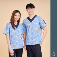 ราคา scrubvet เสื้อสครับลายน้องแมว เฉพาะเสื้อ (21394595593)