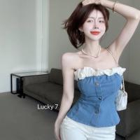 ราคา เกาะอกยีนส์ ผูกโบว์หลังใส่แล้วดูแพงมากค่ะ เหมาะสำหรับเที่ยวทะเล เที่ยวภูเขาได้หมดค่ะ (21397630395)