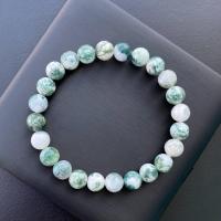ราคา กำไลหินแท้ มอสอาเกต Moss Agate โทนเขียวขาว 8mm (15492752975)
