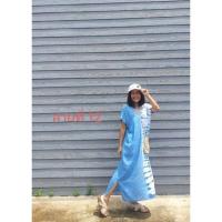 ราคา เดรสมัดย้อมครามแท้ ทรงกะเหรี่ยงคอวีหน้าหลัง อก 50 ยาว 42 สีไม่ตก (13665737956)