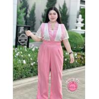 ราคา ฮ827 จั๊ทสูทขายาวแขนสั้นแต่งระบายลูกไม้เสื้อผ้าสาวอวบอ้วนplussize (21431556351)