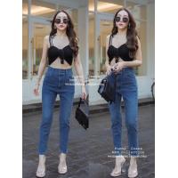 ราคา กางเกงยีนส์ทรงบอยสลิมผ้ายืดเอวสูงแต่งกระดุม2เม็ด (20324153061)