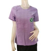 ราคา เสื้อสาธารณสุขผู้หญิง สีม่วงริ้วขาว แบบปักตรา มีทั้งคอกลม คอปก เสื้ออนามัย เสื้อสาธารณสุข เสื้อสาธา เสื้อกาวน์ (21148067530)