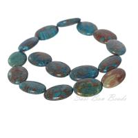 ราคา ลูกปัดหินแท้ ลักษณะเม็ดไข่แบน หินแจสเปอร์ Jasper 18x25 mm สีฟ้า (103477674)