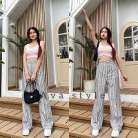 ราคา S XXXL กางเกงขากระบอกกลาง เอวสูง ผ้าลินินลายริ้ว styleมินิมอล ผ้าดีทรงสวย (18880740955)