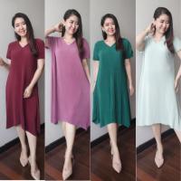 ราคา เดรสผ้ายืดเนื้อผ้าอัดพลีท Pleated Dress ชุดเดรส ชุดพลีททรงบานปลาย ชุดเดรสสีพื้น ชุดเดรสใส่ทำงาน ชุดใส่ทำงาน ชุดสุภาพสตรีย้วยปลาย (13580753239)