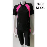 ราคา ชุดว่ายน้ำ ชาย หญิง ทอม แบบ 2 ชิ้น 3905 เเขนสั้น ขาสามส่วน ทรงตรง แนวสปอร์ต (17402716675)