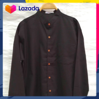 ราคา เสื้อเชิ้ตคอจีนผู้ชาย แขนยาว สีดำ ผ้าอ๊อกฟอร์ด (15431909045)