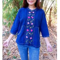 ราคา เสื้อหม้อฮ่อมลายปักดอกไม้ รอบอก38 46 มาใหม่ ผ้านิ่ม ใส่สบาย ลายปักน่ารัก (14094432478)