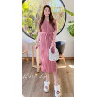 ราคา เดรสอัดพลีท คลุมท้องได้ ผ้าดีมาก คอกลม คอวี (21446226399)