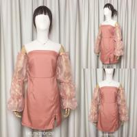 ราคา ชุดเดรสสั้นต่อแขน เดรสแขนผ้าแก้ว เดรสไปงาน ชุดไปงานแต่ง (21423506322)