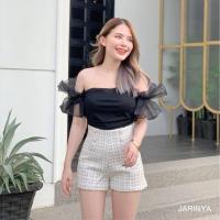 ราคา JARINYA กางเกงผ้าสั้น ผ้าทวิตชาแนล มีซิปด้านข้าง เรียบหรู (20892057906)