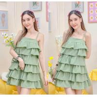 ราคา เดรสกระโปรงขนมชั้น กระโปรงทรงขนมชั้น กระโปรงสายเดี่ยว (21370995995)
