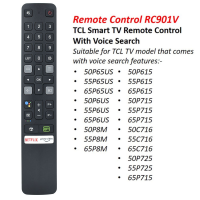 ราคา สำหรับ TCL 4พัน LED Android สมาร์ททีวีใหม่เดิม RC901V FMR6เสียงการควบคุมระยะไกล W Netflix Youtube QI Y 65P725 55C716 50P715ใหม่เดิม RC902V FMR1 FMR6สำหรับ TCL 8พัน Qled สมาร์ททีวีเสียงการควบคุมระยะไกล