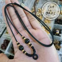 ราคา สร้อยคอเชือกร่ม สร้อยพระเครื่อง ไม้มงคล เม็ดทองเลเซอร์ ปรับสายได้ 19 30 นิ้ว (16137781646)