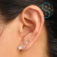 ราคา SUVANI เงินแท้ 92 5 ต่างหูหนีบลายดอกไม้ ประดับด้วยคริสตัล สีขาว เครื่องประดับเงินแท้ (12227966478)