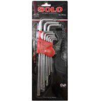 ราคา ประแจ หกเหลี่ยม SOLO แบบยาว No 609 709 809 ประแจแอล กุญแจหกเหลี่ยม 9 ตัวชุด ประแจดาว แฉก CRV 6เหลี่ยมT หัวบอล ประแจ Solo ปะแจL หกเหลี่ยมโซโล (12206577587)