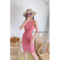 ราคา มินิเดรสไหมพรมแขนกุด เดรสไหมพรมรัดรูป สายฝอ เดรสแขนกุดสายฝอ เดรสเข้ารูป (15850588076)