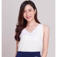 ราคา เสื้อแขนกุด คอวี ผ้าฮานาโกะ ซับในครึ่งตัว (482560776)