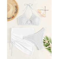 ราคา 40 58kg BIKINI ชุดว่ายน้ำบิกินี่ บิกินี่สายฝอ ชุดว่ายน้ำทูพีช พร้อมกระโปรง 2355 (19308589689)