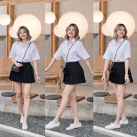 ราคา เสื้อนักศึกษาทรงบอย ทรงบอยไม่มีกระเป๋า ทรงตรงไม่เข้ารูป oversize sz 46 50 (19528739382)