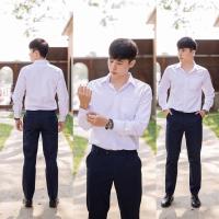 ราคา เสื้อนักศึกษาชายแขนยาว รอบอก36 56 มีสีขาวนวล ขาวสว่าง (21349229702)