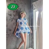 ราคา ถูกที่สุด เสื้อมัดย้อมคอเต่า แขนกุด กระดุมหลัง ผ้าพริ้ว ลายสวยๆ สียีนส์อ่อน (21400036558)